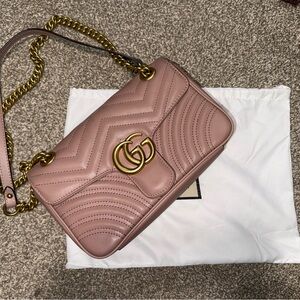 Pink Quilted Leather Shoulder Bag